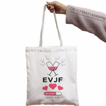 Evjf Future Mariee Canvas Black Team Bride Bachelorette Tote Τσάντες Harajuku Girl Tote Eco Shopper Τσάντες ώμου για γαμήλια πάρτι