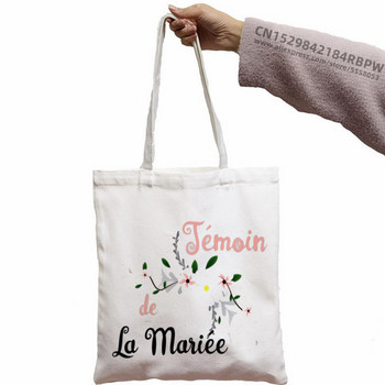 Evjf Future Mariee Canvas Black Team Bride Bachelorette Tote Τσάντες Harajuku Girl Tote Eco Shopper Τσάντες ώμου για γαμήλια πάρτι