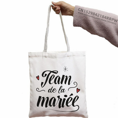 Evjf Future Mariee Canvas Black Team Bride Bachelorette Tote Bags Harajuku Girl Tote Eco Shopper Wedding Party torbe Tote