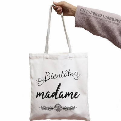 Evjf Future Mariee Canvas Black Team Bride Bachelorette Tote Bags Harajuku Girl Tote Eco Shopper Wedding Party torbe Tote