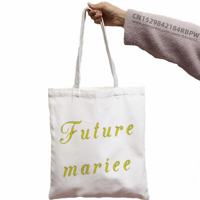Evjf Future Mariee Canvas Black Team Bride Bachelorette Tote Bags Harajuku Girl Tote Eco Shopper Wedding Party torbe Tote