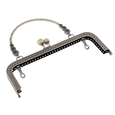 Metalni okvir, kopča, ručka, luk, brava, starinski uzorak, dodaci za torbicu za torbicu