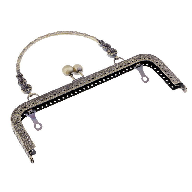 Metalni okvir, kopča, ručka, luk, brava, starinski uzorak, dodaci za torbicu za torbicu