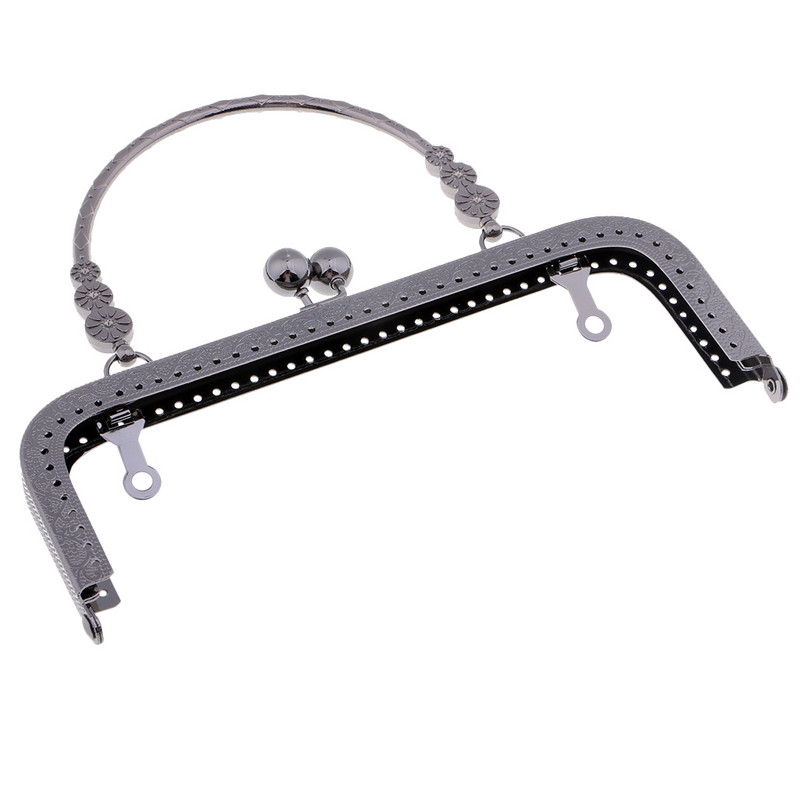 Metalni okvir, kopča, ručka, luk, brava, starinski uzorak, dodaci za torbicu za torbicu