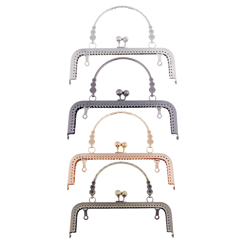 Metalni okvir, kopča, ručka, luk, brava, starinski uzorak, dodaci za torbicu za torbicu