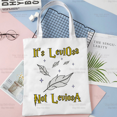 Tas ir LeviOsa, nevis LeviosA Print Canvas plecu soma sievietēm Rokassomas Eko atkārtoti lietojama iepirkumu soma Vintage modes Ulzzang soma