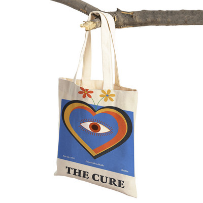 Zenei plakátok különböző zenekarok előadásában Bevásárlótáska Dupla nyomtatás Alkalmi skandináv vásárlói táskák Női vászon tote Női kézitáska