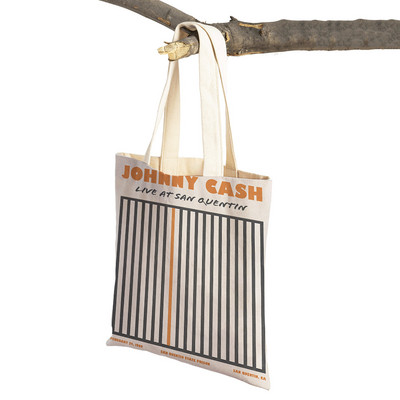 Zenei plakátok különböző zenekarok előadásában Bevásárlótáska Dupla nyomtatás Alkalmi skandináv vásárlói táskák Női vászon tote Női kézitáska