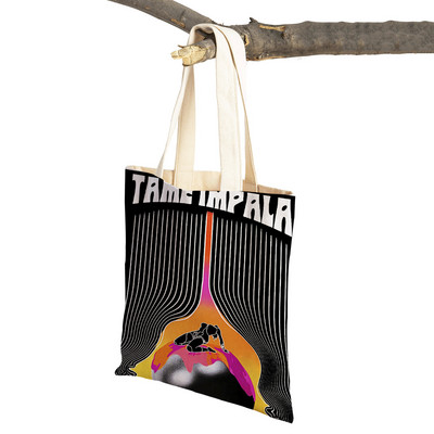 Zenei plakátok különböző zenekarok előadásában Bevásárlótáska Dupla nyomtatás Alkalmi skandináv vásárlói táskák Női vászon tote Női kézitáska