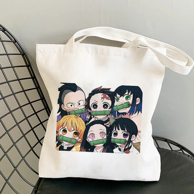 Shopper Torbe za kupnju Anime Demon Slayer Eko Sklopiva ručna torba za svakodnevnu upotrebu Torba velikog kapaciteta Ručne torbe Harajuku Torbe za rame