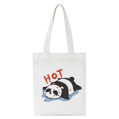 Geantă de cumpărături Drăguț Panda Leneș Print Femei Geantă de cumpărături ocazională din pânză Geantă de tote Geantă de umăr ecologică de mare capacitate Geantă de mână