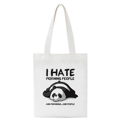 Geantă de cumpărături Drăguț Panda Leneș Print Femei Geantă de cumpărături ocazională din pânză Geantă de tote Geantă de umăr ecologică de mare capacitate Geantă de mână