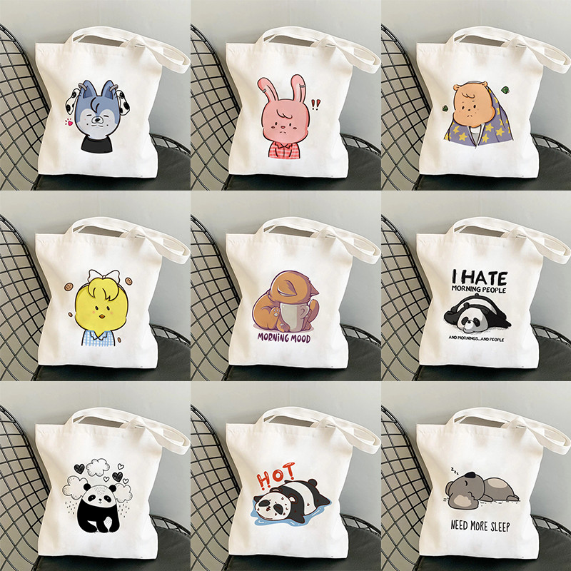 Geantă de cumpărături Drăguț Panda Leneș Print Femei Geantă de cumpărături ocazională din pânză Geantă de tote Geantă de umăr ecologică de mare capacitate Geantă de mână