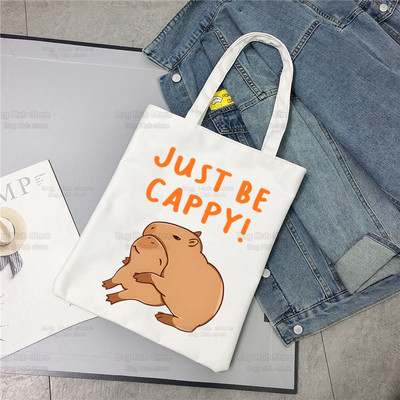 Nákupná taška Capybaras Kawaii, plátené tašky, jutová taška s kreslenými zvieratkami, roztomilá skladacia taška, opakovane použiteľné tašky, nákupné plátno