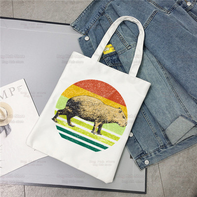 Nákupná taška Capybaras Kawaii, plátené tašky, jutová taška s kreslenými zvieratkami, roztomilá skladacia taška, opakovane použiteľné tašky, nákupné plátno
