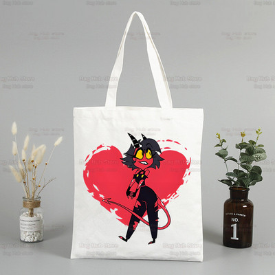 Helluva Boss ženska platnena velika torba Eko torba za kupovinu Velika torba na rame Ženska sklopiva torba Harajuku Comedy Cartoon Shopper