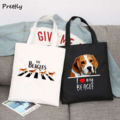 The Beagles Dog Band Platnene torbe za kupnju za žene Funny Dogs Lover Beagle tote Bag Slatka torbica na ramenu velikog kapaciteta