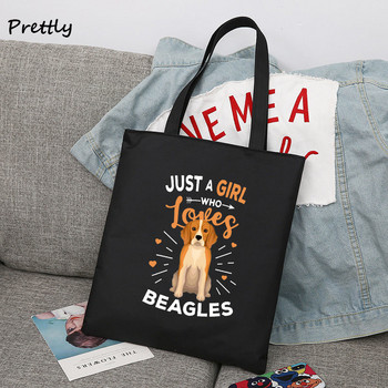 The Beagles Dog Band Canvas Shopping Tote Bags for Women Funny Dogs Lover Beagle Tote Bag Cute Shoulder Μεγάλης χωρητικότητας Handbang