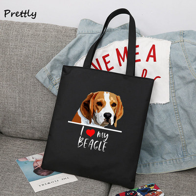 The Beagles Dog Band Platnene torbe za kupnju za žene Funny Dogs Lover Beagle tote Bag Slatka torbica na ramenu velikog kapaciteta