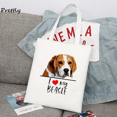 The Beagles Dog Band Platnene torbe za kupnju za žene Funny Dogs Lover Beagle tote Bag Slatka torbica na ramenu velikog kapaciteta