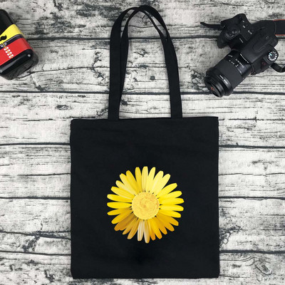 Női bevásárlótáska Vászon hordtáskák Újrafelhasználható élelmiszerbolt kézitáskák Eco összecsukható aranyos százszorszép sorozat mintás válltáskák