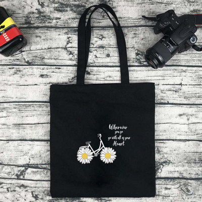 Női bevásárlótáska Vászon hordtáskák Újrafelhasználható élelmiszerbolt kézitáskák Eco összecsukható aranyos százszorszép sorozat mintás válltáskák