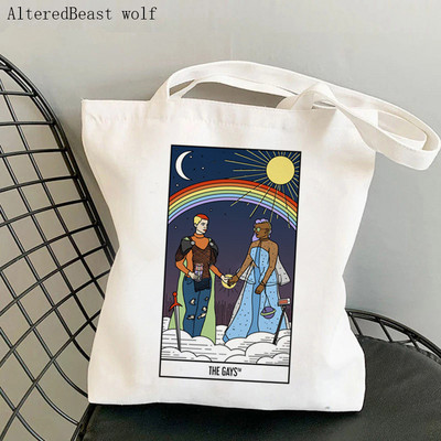 Ženska torba na rame magično sunce i mjesec kava tarot karta čarobnjačka platnena torba Harajuku torba za kupnju torba za djevojke Ženska velika torba