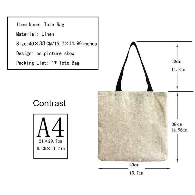 Modna velika torba za kupnju sa slatkim mačkom za višekratnu upotrebu od lanene tkanine za plažu, ležerna velika ručna torba