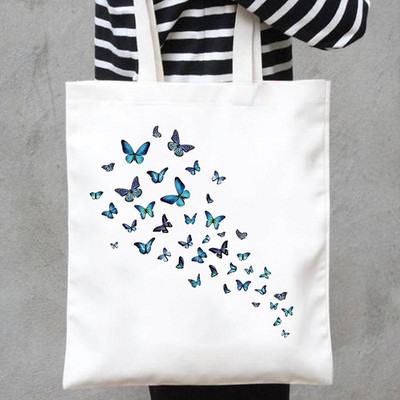 Imprimare Genți de pânză Genți de cumpărător Genți de mână Umăr Ocazional Cumpărături Plantă Fluture Tendință Drăguț Anii 90 Fete Femei Geantă Tote