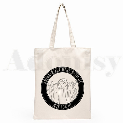 Friends Not Food Veganska grafika Hipster crtani print Torbe za kupnju Djevojačke modne ležerne torbe za ruke