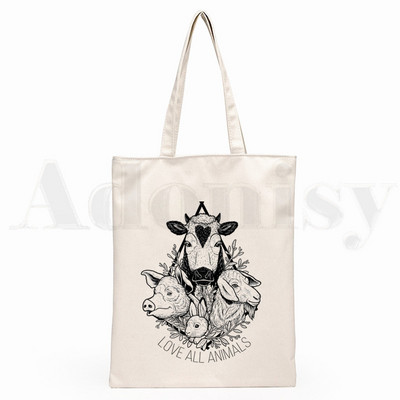 Friends Not Food Veganska grafika Hipster crtani print Torbe za kupnju Djevojačke modne ležerne torbe za ruke