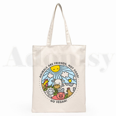 Friends Not Food Veganska grafika Hipster crtani print Torbe za kupnju Djevojačke modne ležerne torbe za ruke