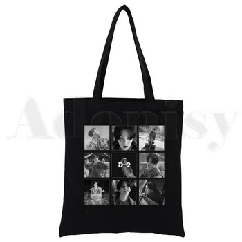 Κορεάτικη έκδοση του KPOP Agust D D-2 Harajuku Canvas Tote Black Bags Harajuku Casual Female Girl Tote Eco Shopper Τσάντες ώμου