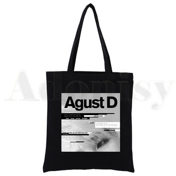 Κορεάτικη έκδοση του KPOP Agust D D-2 Harajuku Canvas Tote Black Bags Harajuku Casual Female Girl Tote Eco Shopper Τσάντες ώμου