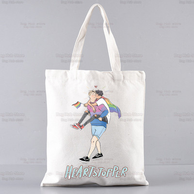 Heartstopper bevásárlótáska Shopper Eco Canvas Cotton Charlie Romance Shopper Bolsas De Tela táska Vásárlás Újrafelhasználható Sacolák