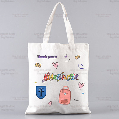 Heartstopper bevásárlótáska Shopper Eco Canvas Cotton Charlie Romance Shopper Bolsas De Tela táska Vásárlás Újrafelhasználható Sacolák