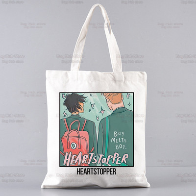Heartstopper bevásárlótáska Shopper Eco Canvas Cotton Charlie Romance Shopper Bolsas De Tela táska Vásárlás Újrafelhasználható Sacolák