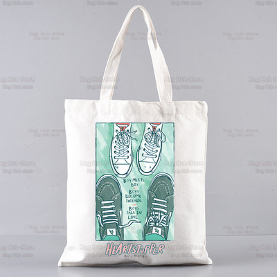 Heartstopper bevásárlótáska Shopper Eco Canvas Cotton Charlie Romance Shopper Bolsas De Tela táska Vásárlás Újrafelhasználható Sacolák