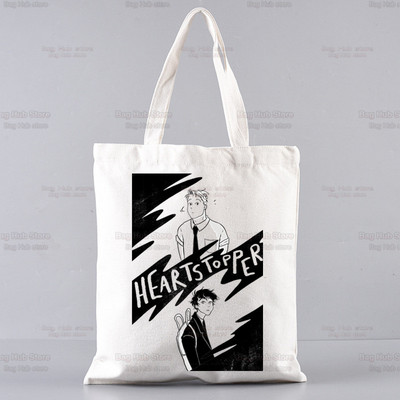Heartstopper bevásárlótáska Shopper Eco Canvas Cotton Charlie Romance Shopper Bolsas De Tela táska Vásárlás Újrafelhasználható Sacolák