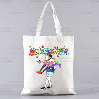 Heartstopper bevásárlótáska Shopper Eco Canvas Cotton Charlie Romance Shopper Bolsas De Tela táska Vásárlás Újrafelhasználható Sacolák