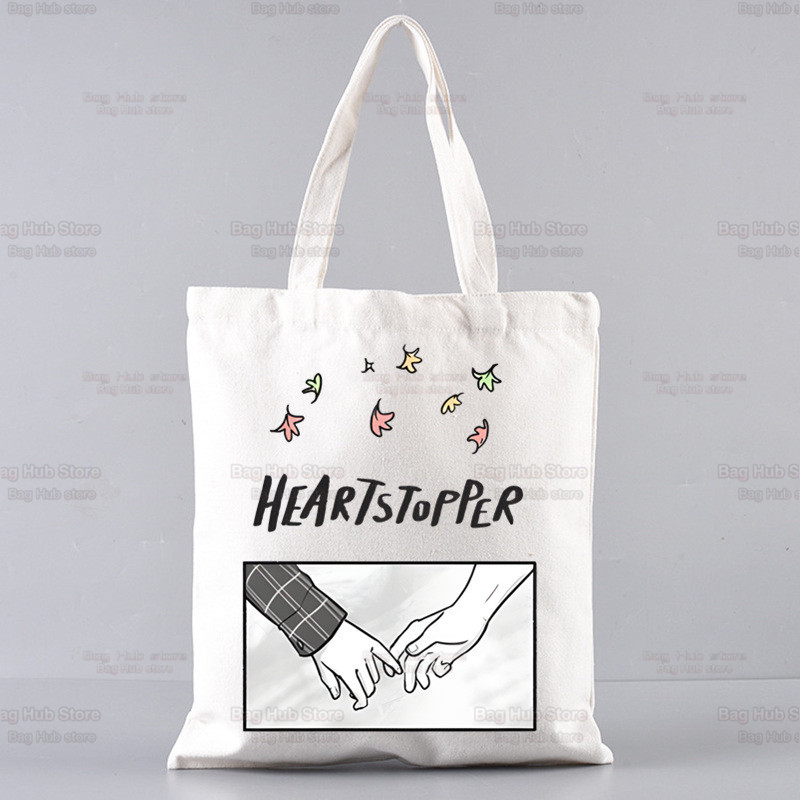 Heartstopper bevásárlótáska Shopper Eco Canvas Cotton Charlie Romance Shopper Bolsas De Tela táska Vásárlás Újrafelhasználható Sacolák