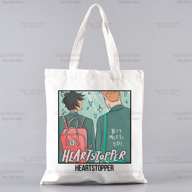 Heartstopper bevásárlótáska Shopper Eco Canvas Cotton Charlie Romance Shopper Bolsas De Tela táska Vásárlás Újrafelhasználható Sacolák