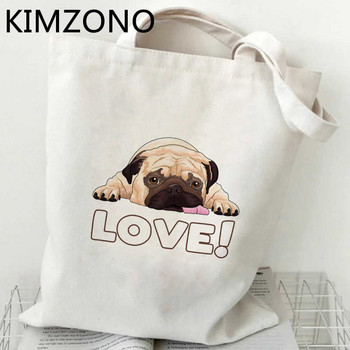 Pug τσάντα για ψώνια bolsas de tela bolsa επαναχρησιμοποιήσιμη καμβάς παντοπωλείο bolso bag tote sac cabas shoping ecobag cabas