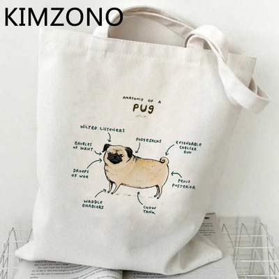 Mopsis iepirkumu soma bolsas de tela bolsa atkārtoti lietojams audekls pārtikas preču veikals bolso soma tote bag cabas iepirkšanās ecobag cabas
