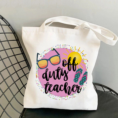 Tanári kellékek Rainbow Tanári élet nélkülözhetetlen nyomtatott táska női Vicces kézitáska Vállon vásárolható hölgy ajándék vászontáska