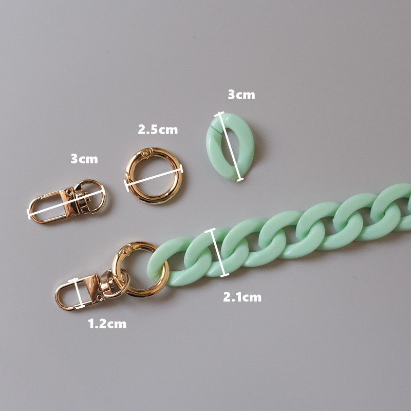 Divat női táska tartozékok fehér piros lila zöld cukorka akril gyanta lánc Szép pántos női váll aranyos kuplunglánc