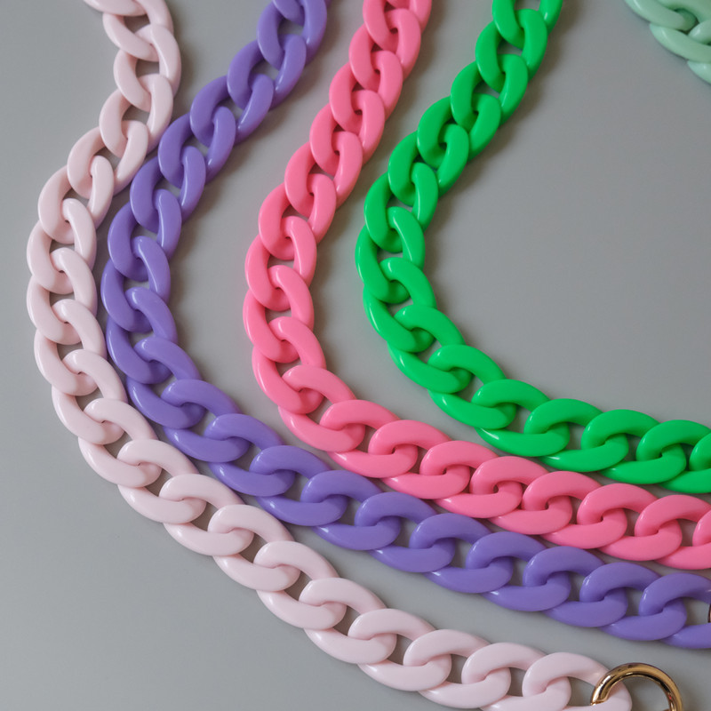 Divat női táska tartozékok fehér piros lila zöld cukorka akril gyanta lánc Szép pántos női váll aranyos kuplunglánc