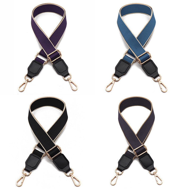 Prabangus grynos spalvos medvilninis diržas su PU odiniu ilgu pečių dirželiu, reguliuojamu pečių krepšio priedų krepšiu