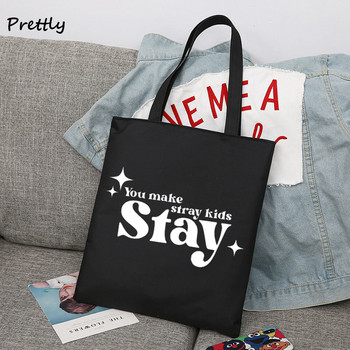 Stray Kids Merch Tote Τσάντα Κορεατικά Kpop ύφασμα καμβά Τσάντες Casual μεγάλες επαναχρησιμοποιούμενες αισθητικές τσάντες ώμου Μαθητική τσάντα