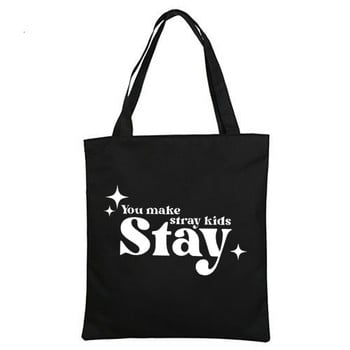 Stray Kids Merch Tote Τσάντα Κορεατικά Kpop ύφασμα καμβά Τσάντες Casual μεγάλες επαναχρησιμοποιούμενες αισθητικές τσάντες ώμου Μαθητική τσάντα